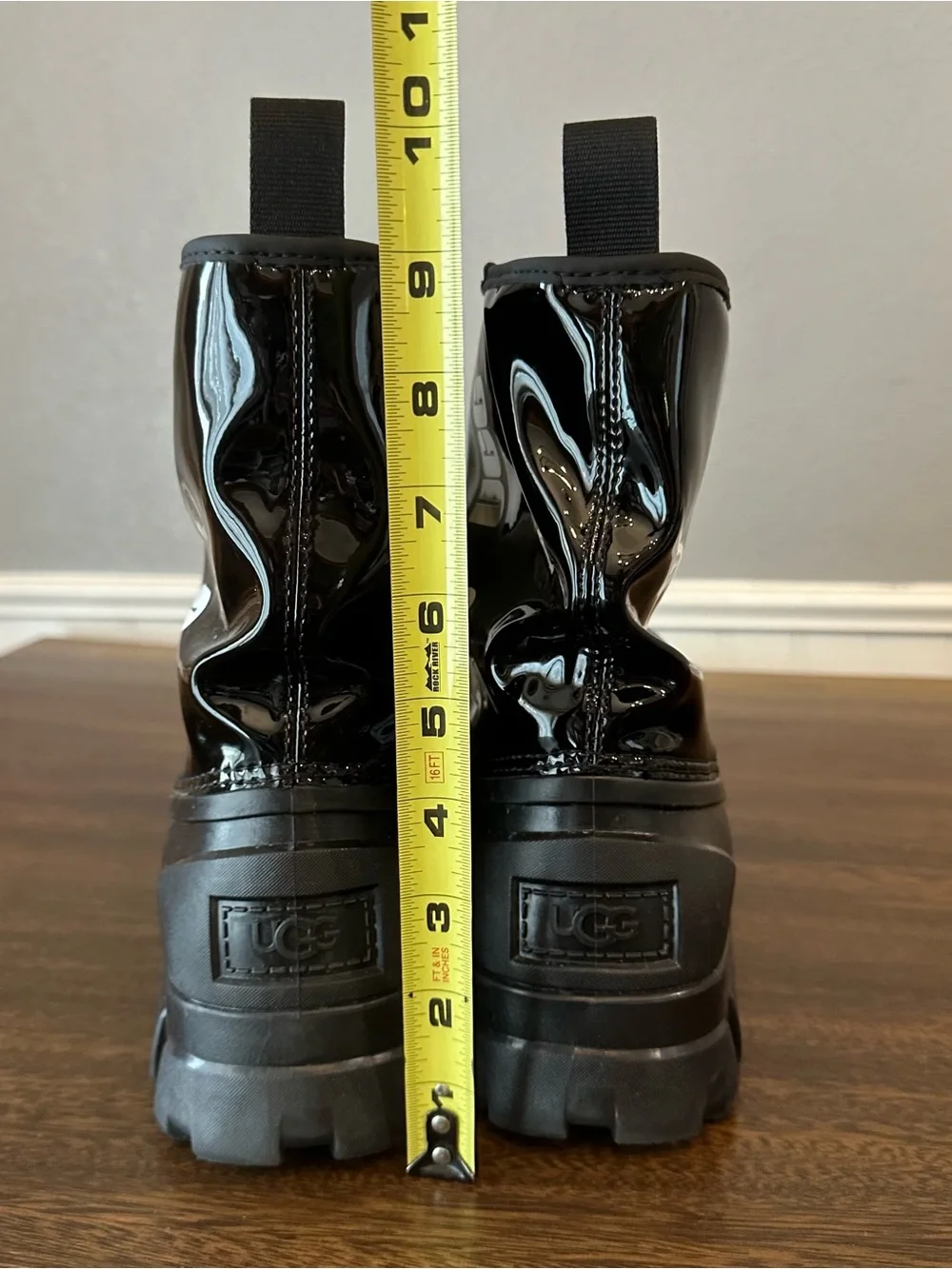 UGG Kids Black Patent Lug-Sole Boots